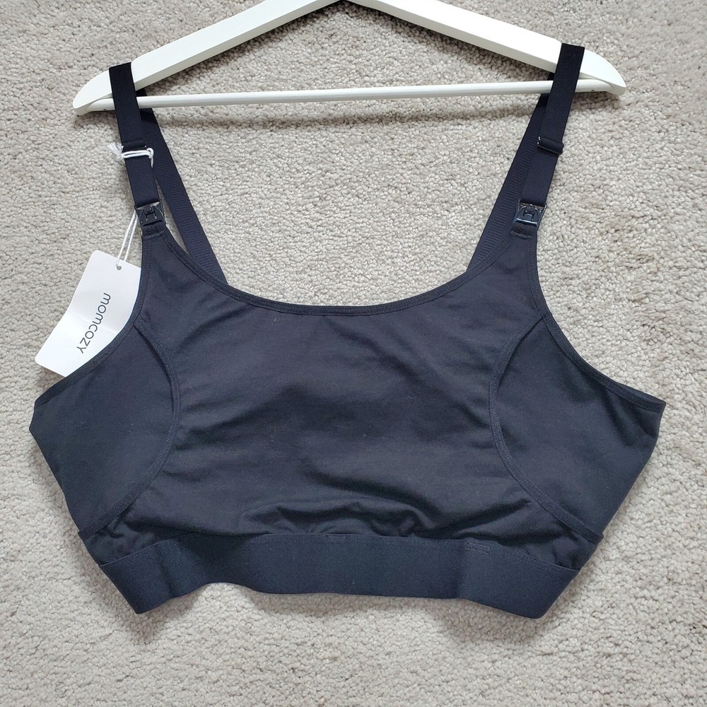 Momcozy Hands Free Pumping Nursing Bra Womens 2XL Black Stretch Adjustable Strap